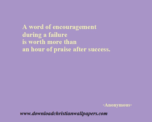 A word of encouragement